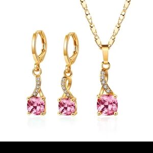 Elegant Gold and Pink Jewelry Set